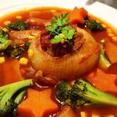 新玉ネギのひき肉詰め煮