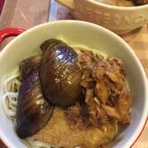 揚げナスの冷やし肉みそうどん