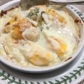 ゆで卵の豆乳グラタン