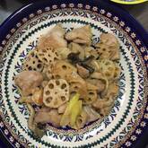 鶏とレンコンのみそ炒め