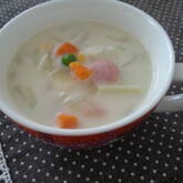 ベーコンと野菜の具沢山ミルクスープ