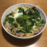 豚とミツバの卵とじ