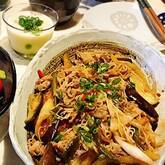 ナスと豚肉のみそ素麺