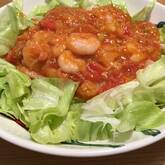 トマト入りエビのチリソース炒め