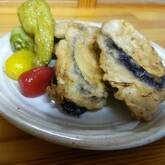 ナス鶏ミンチ挟み揚げ