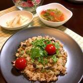 ナスとひき肉のエスニック混ぜご飯