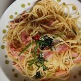 シンプルが一番！ホウレン草とベーコンのパスタ