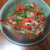 砂肝のチンジャオロースー風炒め