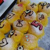 紫芋とカボチャの2色のちぎりパン