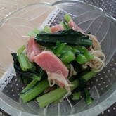 小松菜とベーコンのエスニック炒め