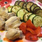 鶏肉と野菜のグリルガーリックソース