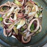 ネギとイカの甘辛炒め