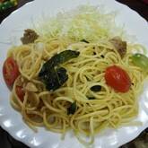 チキンとトマトのバジルスパゲティー