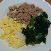 彩り鮮やか！簡単基本の三色丼 ご飯がすすむ 卵と鶏とキュウリで作る