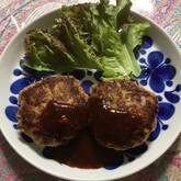 シンプルハンバーグ野菜炒め添え