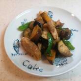 鶏とナスのニンニクじょうゆ炒め