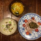 豚しゃぶのオクラソースがけ