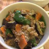 ひき肉とナスの簡単みそ炒め