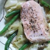 鮭とキャベツの蒸し煮