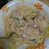 生クリームなし全卵で！ 小松菜とベーコンのカルボナーラ by 吉田 朋美さん