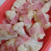 カリフラワーとベーコンの塩蒸し