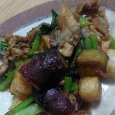 サツマイモと豚肉の炒め物