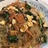 豚バラ肉とニラのチャプチェ風