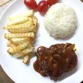 キノコづくしのデミグラスハンバーグ