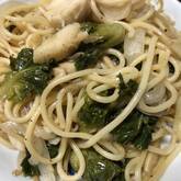 春キャベツとホタテのペペロンチーノスパゲティー