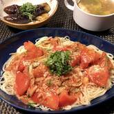 生ハムとツナの冷製トマトスパゲティー
