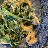 豆苗と卵のオイスター炒め