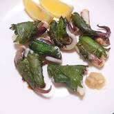 ゲソの大葉巻き