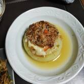 新玉ネギのひき肉詰め煮