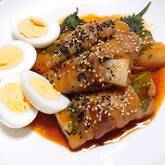 ピリ辛肉巻き餅