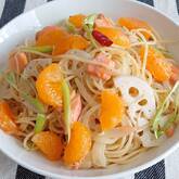 みかんと塩鮭のパスタ