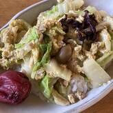 ゴマ油香る！白菜と豚肉の卵とじ丼