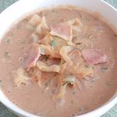 キャベツとベーコンの豆乳汁