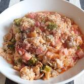 厚切りハムのトマト雑炊