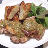 豚バラ肉のミントマスタードソースがけ