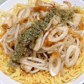 モヤシとちくわのあんかけ焼きそば