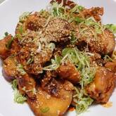 サツマイモと鶏肉のコチュジャン煮