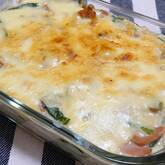 フライパンひとつで！ホウレン草とソーセージの簡単グラタン by 杉本 亜希子さん