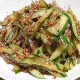 キュウリとコンニャクのキンピラ
