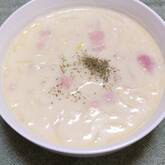 豆乳みそスープ たっぷり玉ねぎとベーコン仕立て