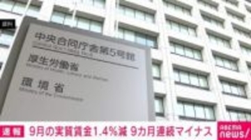 9月の実質賃金1.4％減 9カ月連続マイナス