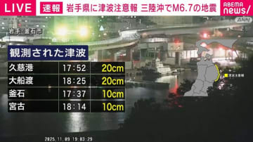 岩手県に津波注意報 宮古市内に16カ所、大船渡市の10カ所に避難所が開設