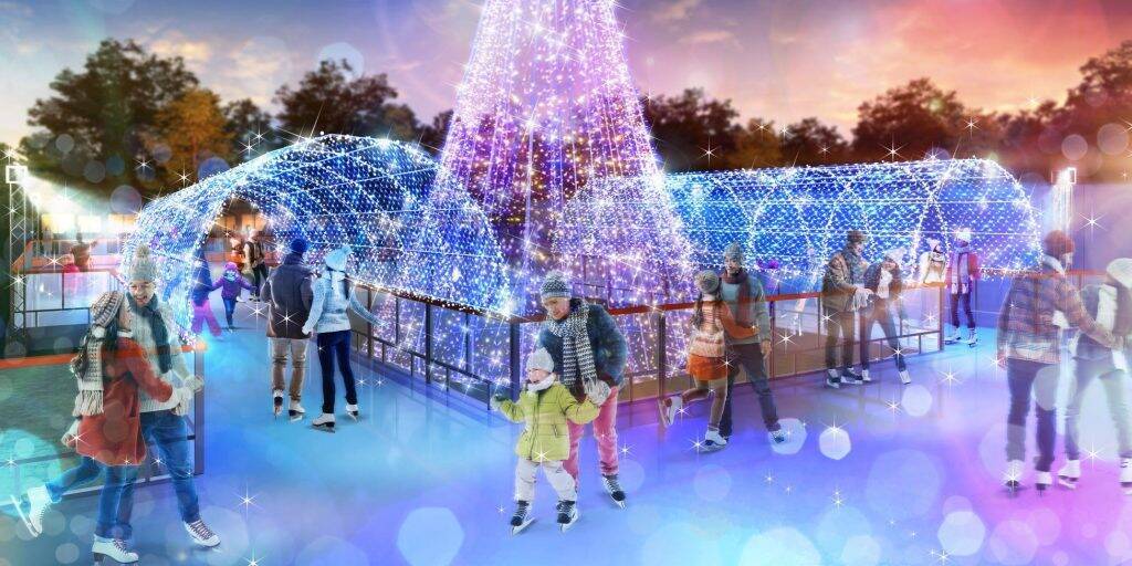 千葉市「豊砂公園」に「MAKUHARI TOYOSUNAアイスリンク」初登場　光のトンネルと巨大ツリーが幻想的な空間を演出