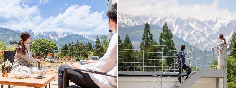 長野県白馬村に全3棟プライベート温泉付コテージ「グランコテージ白馬」が2月9日オープン　テラスと屋上デッキから白馬三山の眺望を堪能