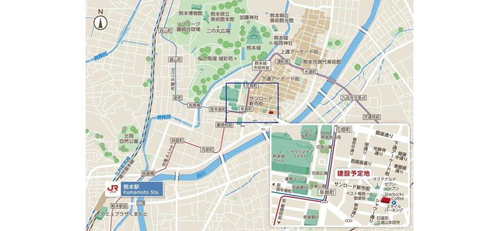 熊本市にビジネスホテル「（仮称）三交インGrande熊本」が2027年秋開業予定　露天風呂・サウナなど完備