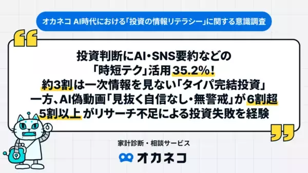 約4割が投資判断にAI・SNS要約などの「時短テク」活用　約3割は一次情報を見ない「タイパ完結投資」